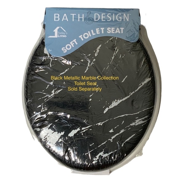 Today’s Living Black Marble Metallic Silver Fabric Shower Curtain  72 in X 72 in - Picture 13 of 16